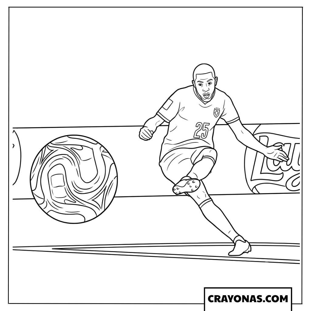 Nuno Mendes Free-Kick Goal Coloring Page