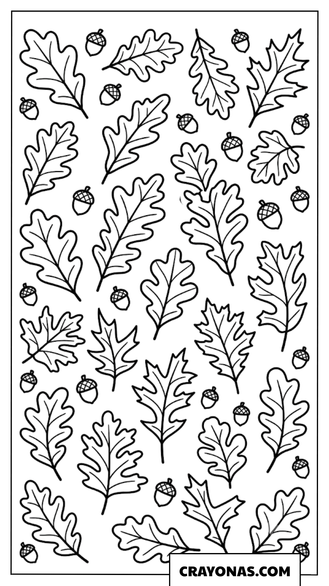 Oak Leaves and Acorns Pattern Fall Coloring Page