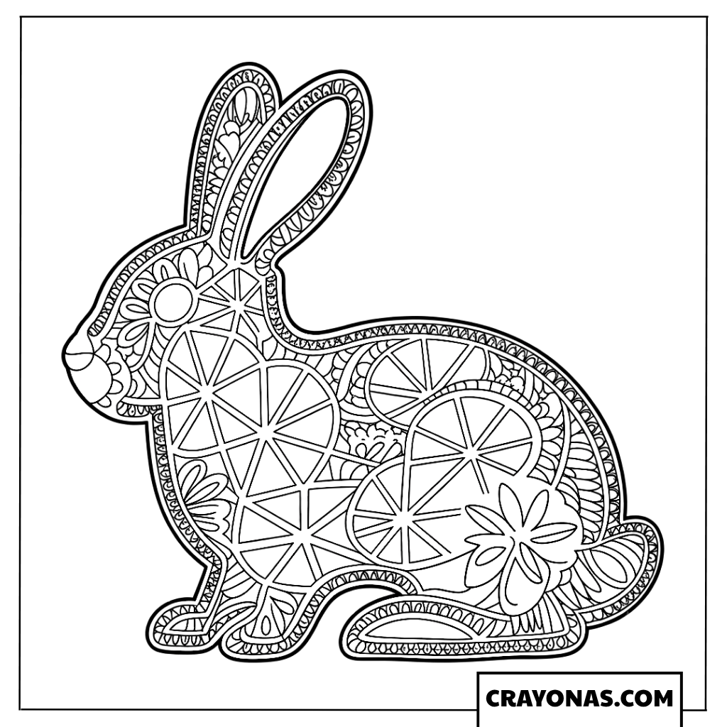 Ornate Bunny Mandala Coloring Page