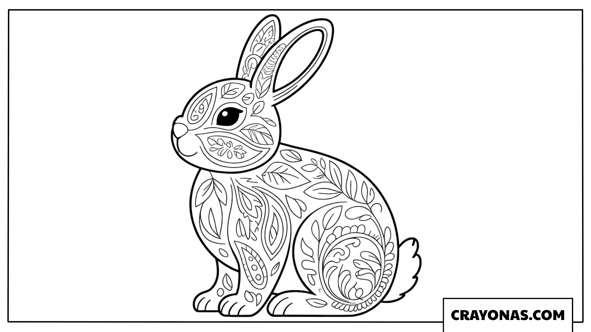 Ornate Bunny Mandala Portrait Coloring Page