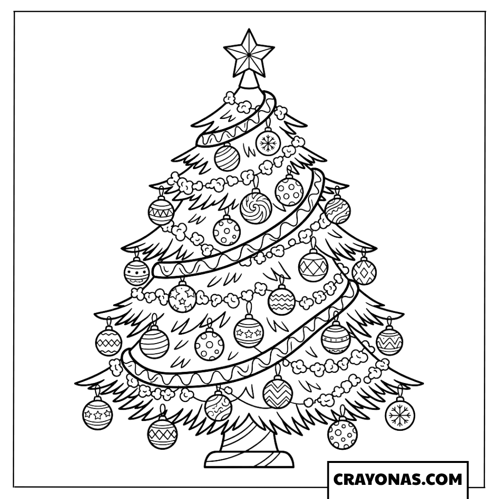 Ornate Christmas Tree Coloring Page