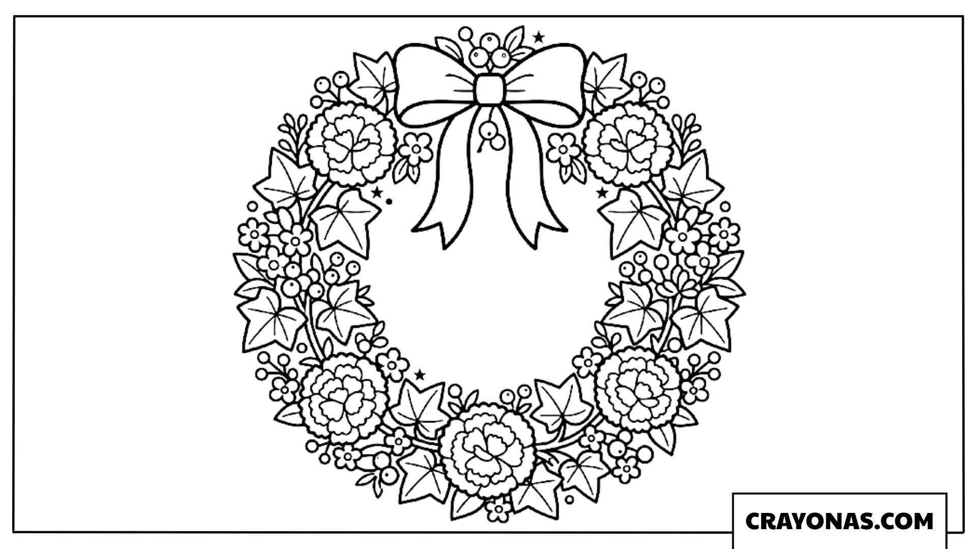 Ornate Festive Christmas Wreath Coloring Page