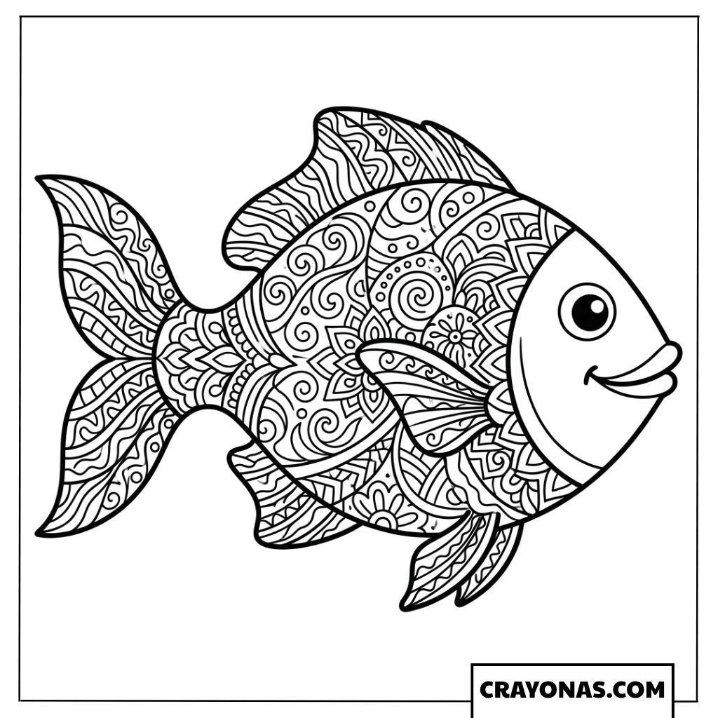 Ornate Patterned Fish Coloring Page