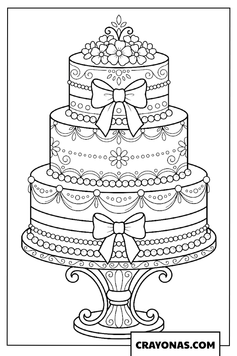 Ornate Wedding Cake Coloring Page