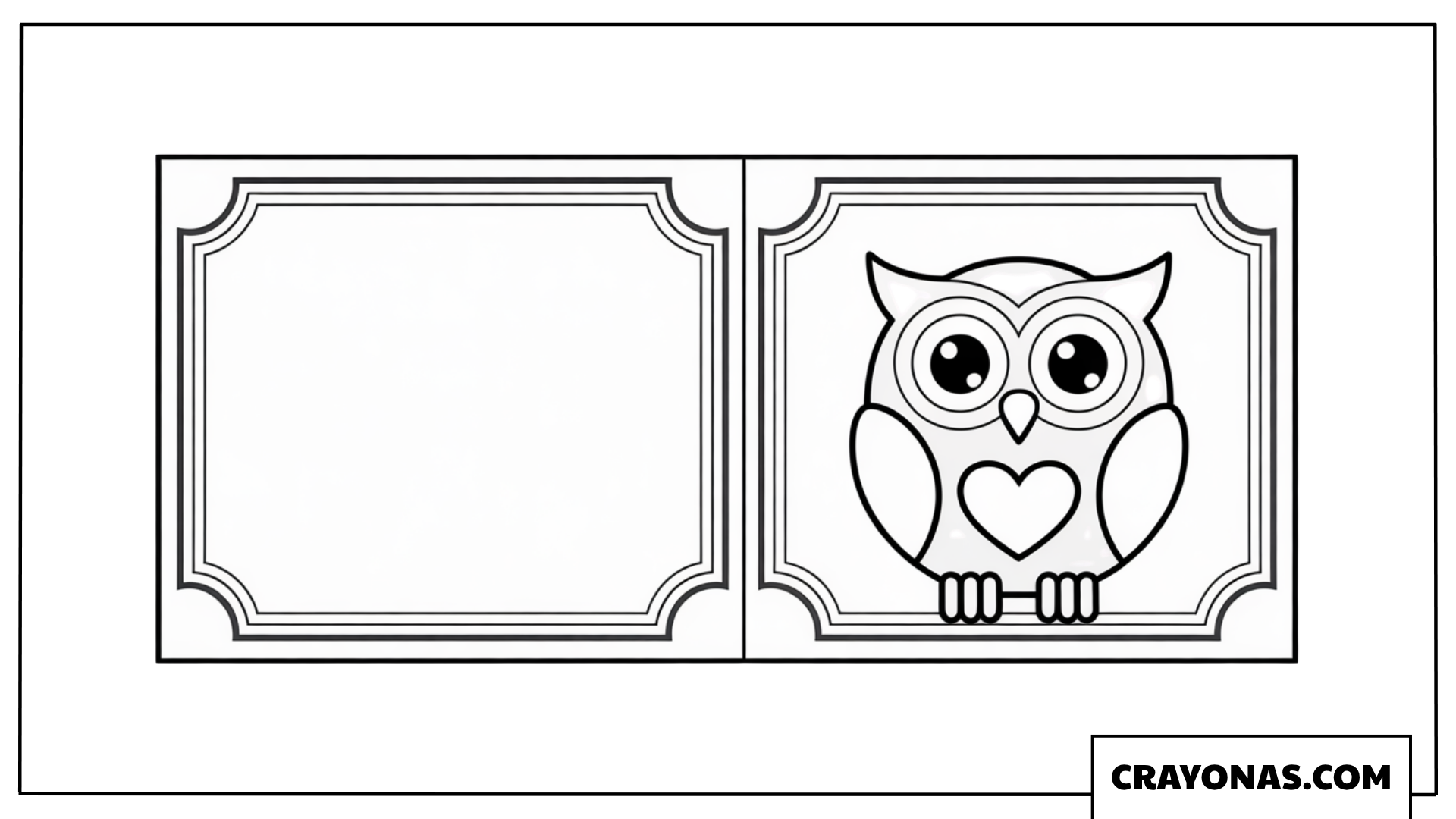 Owl Valentine Card Frame Coloring Page