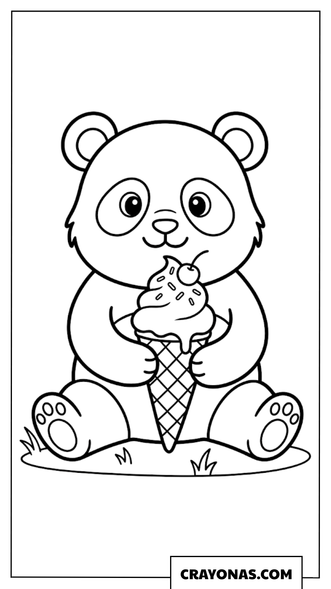 Panda Eating Ice Cream Cone Coloring Page