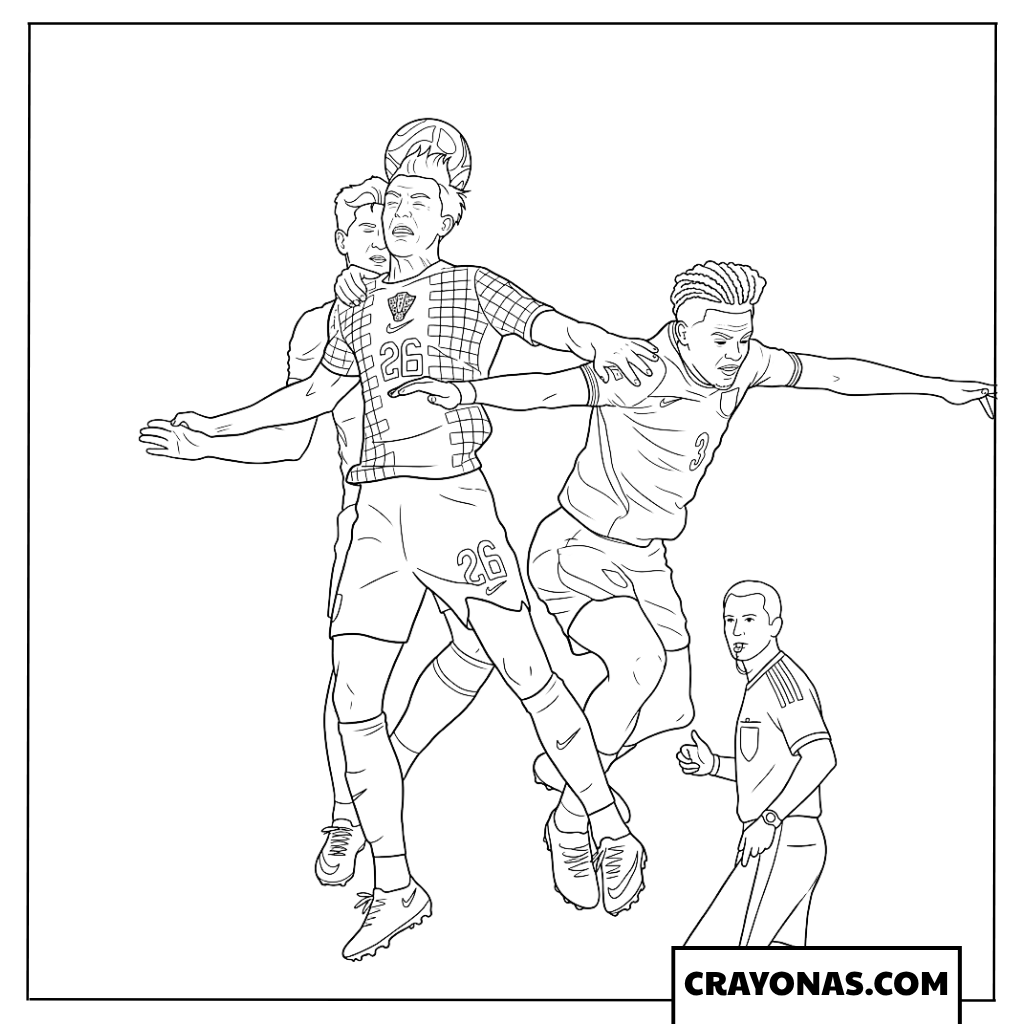 Petar Musa vs Callum OReilly Aerial Battle England vs Croatia World Cup 2026 Coloring Page