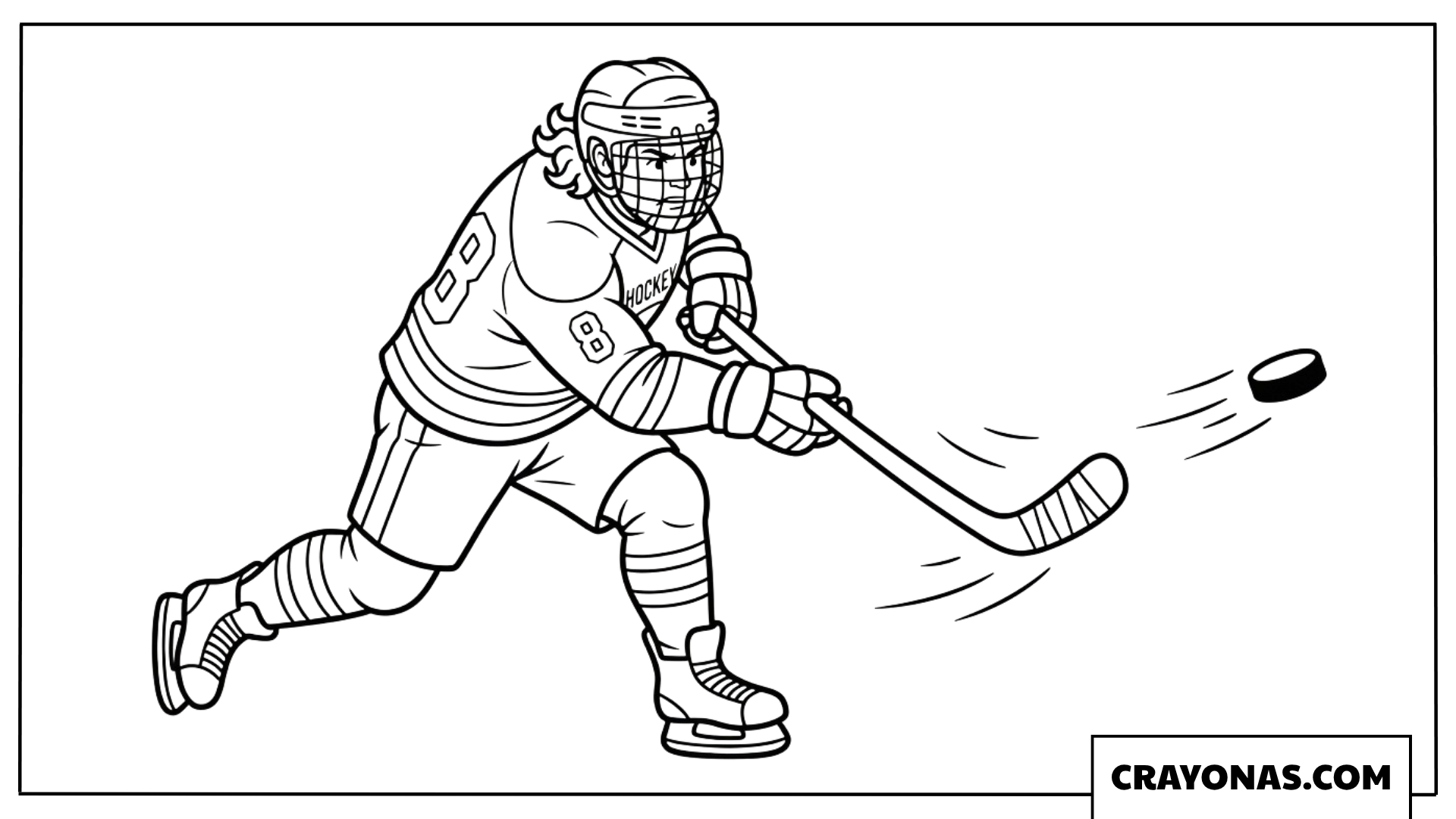 Player Shooting the Puck Coloring Page