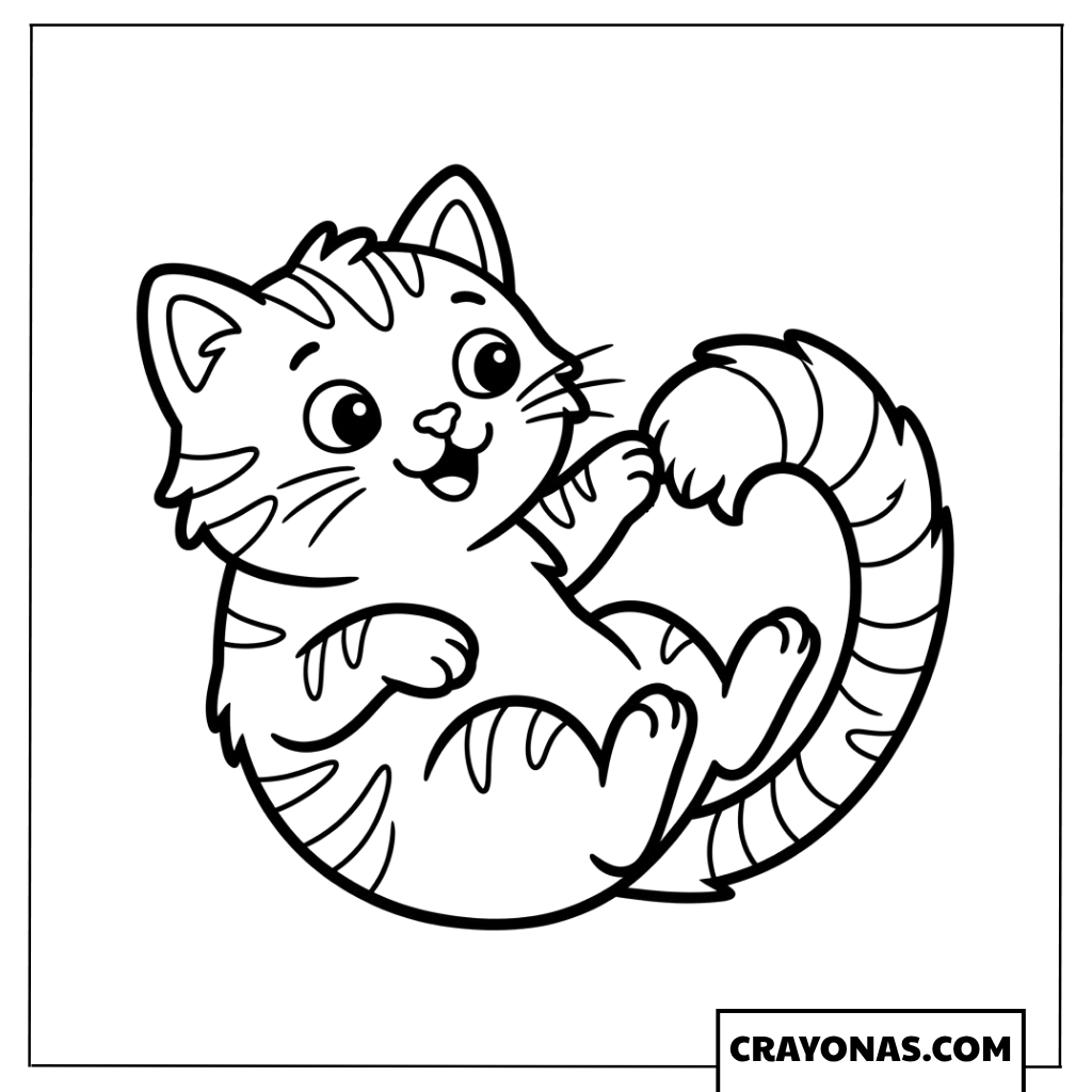 Playful Cat Rolling on Back Coloring Page