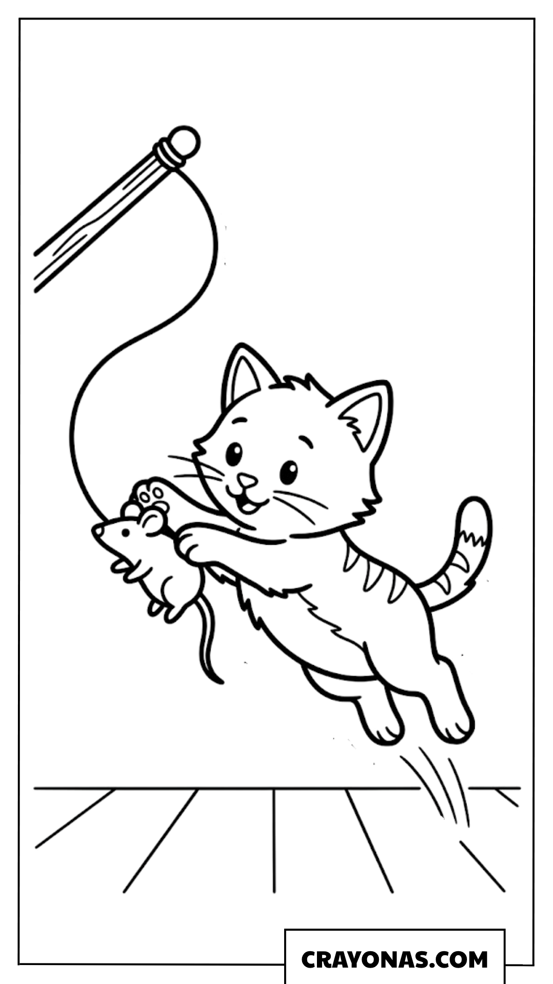 Playful Kitten with Mouse Toy Coloring Page
