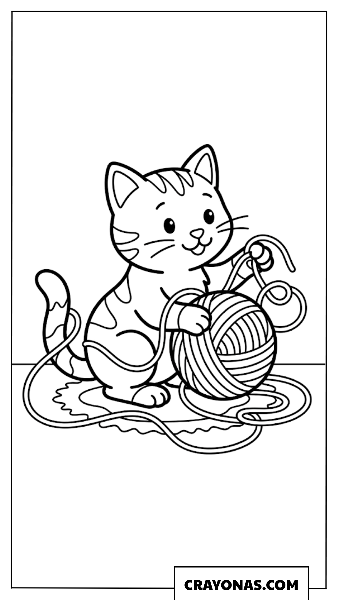 Playful Kitten with Yarn Ball Coloring Page