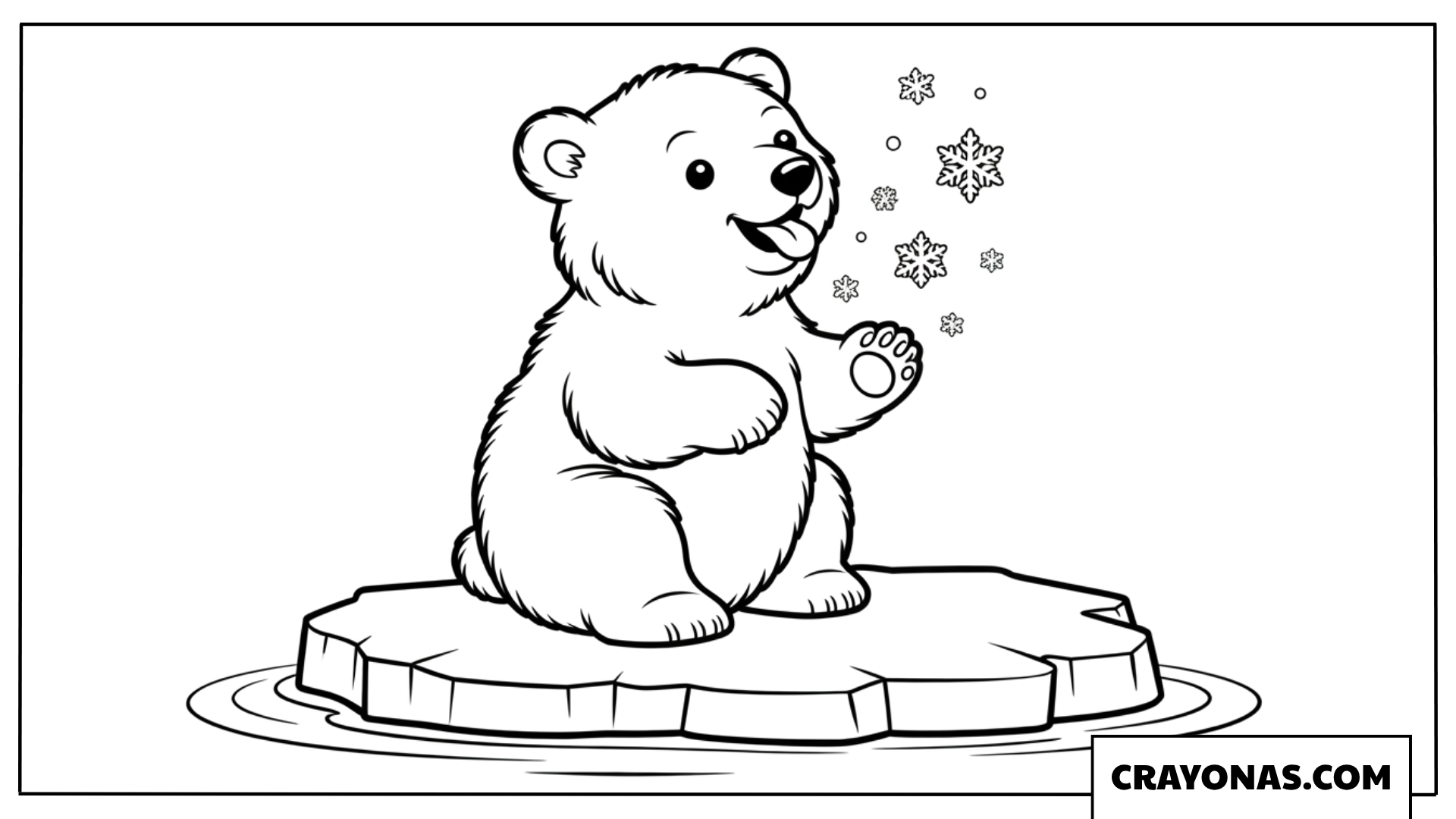 Playful Polar Bear on Ice Coloring Page