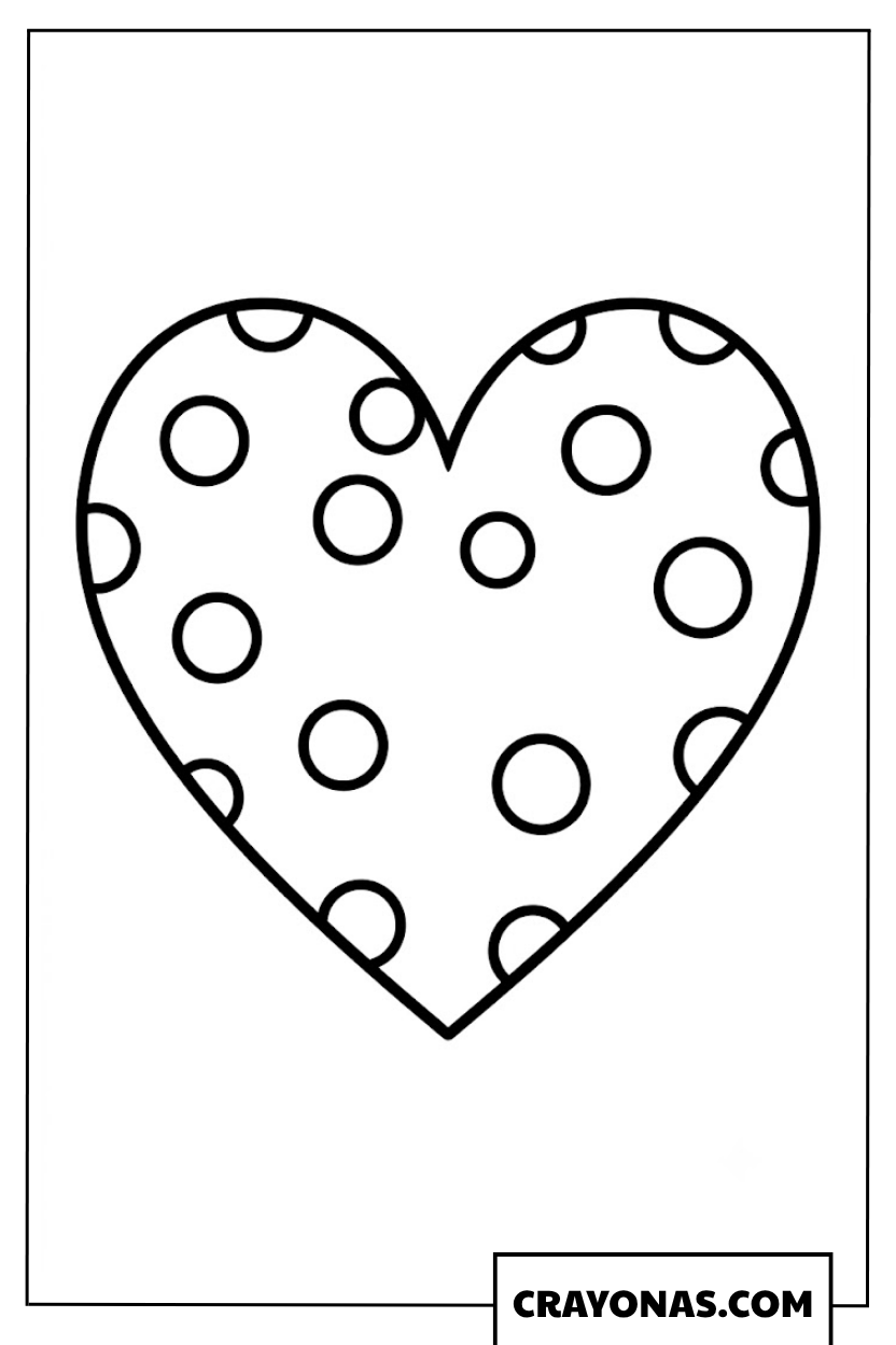 Polka Dot Heart Coloring Page