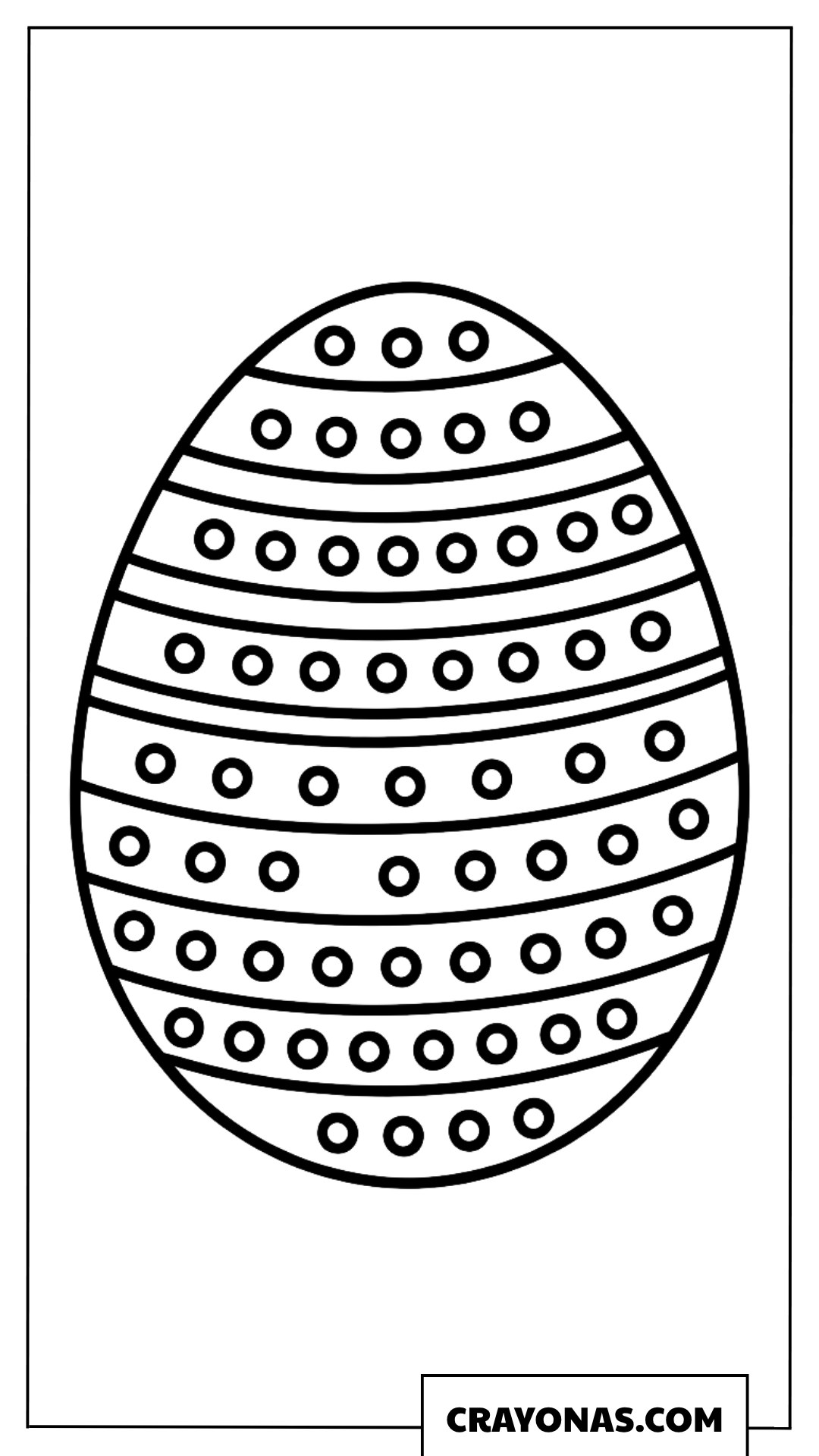 Polka Dot and Stripe Easter Egg Coloring Page