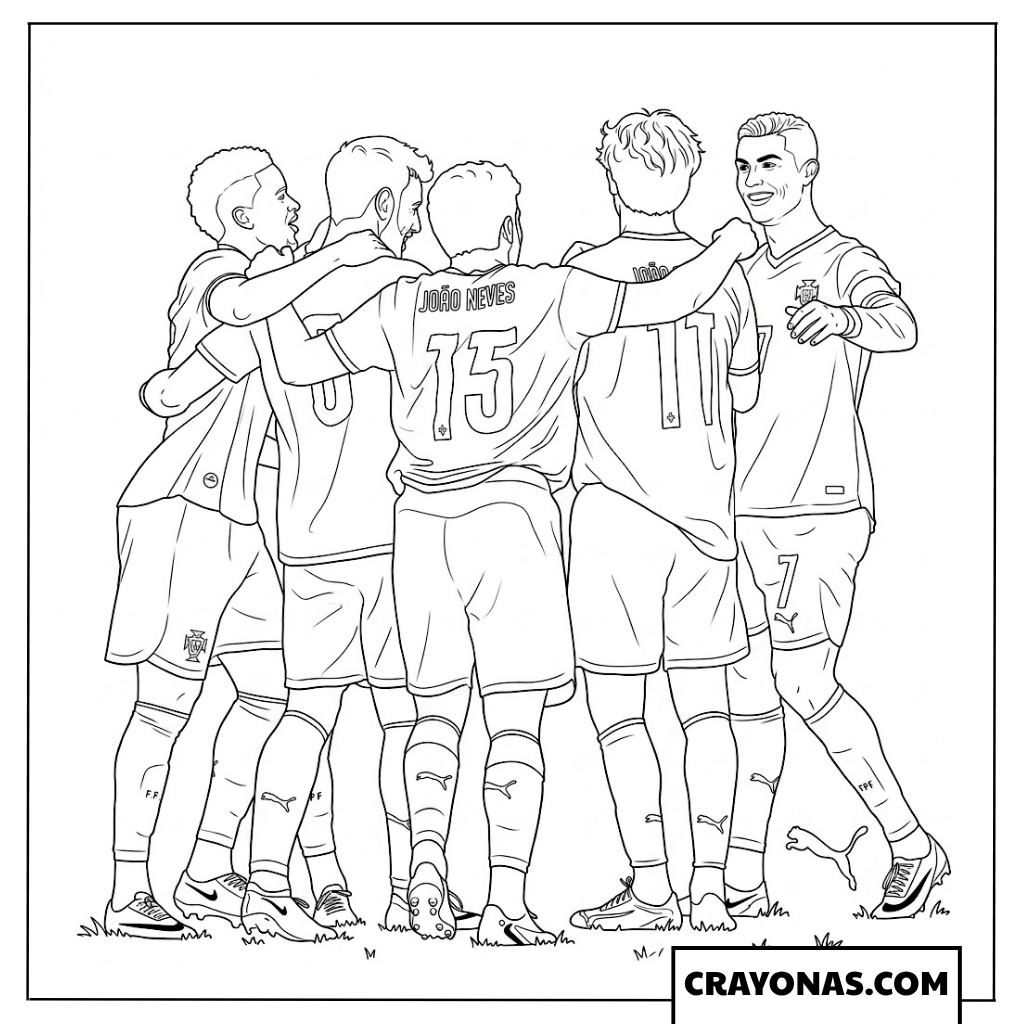 Portugal Players Group Celebration Coloring Page