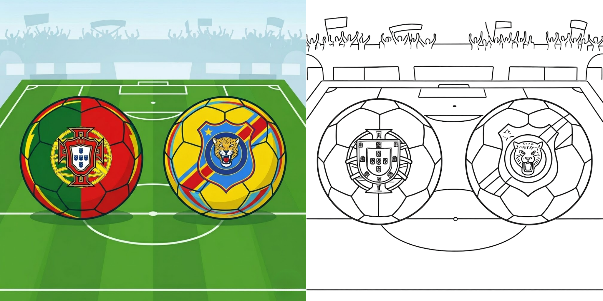 Portugal vs DR Congo World Cup 2026 Coloring Pages ft - Portugal vs DR Congo World Cup 2026 Coloring Pages ft