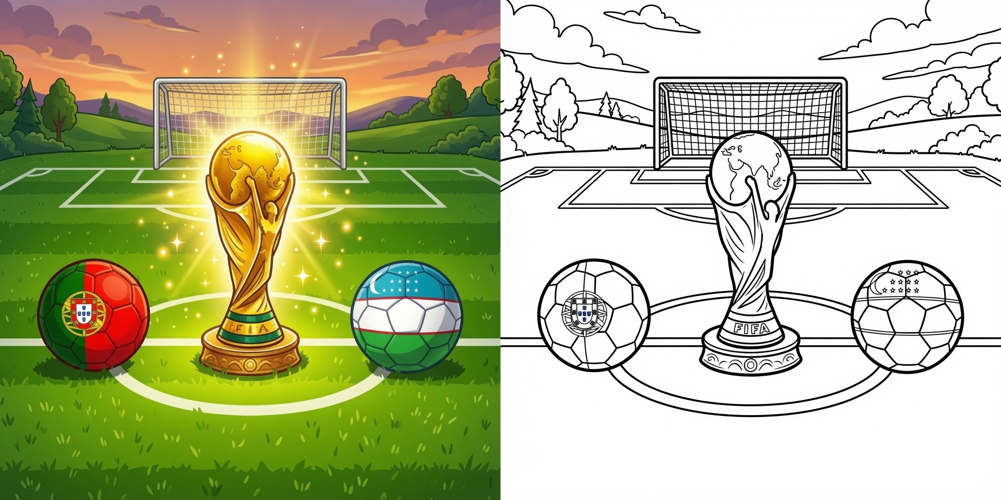 Portugal vs Uzbekistan World Cup 2026 Coloring Pages ft - 2