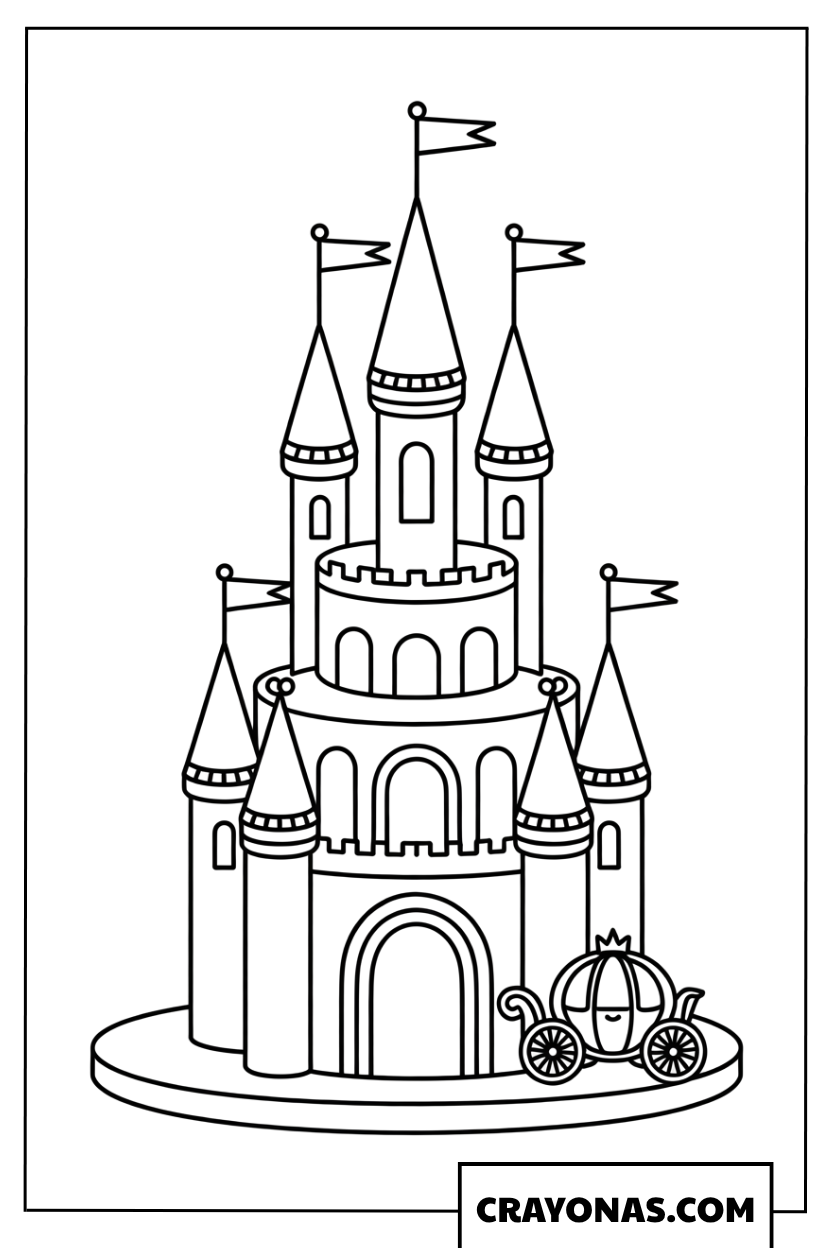 Princess Castle Birthday Cake Coloring Page