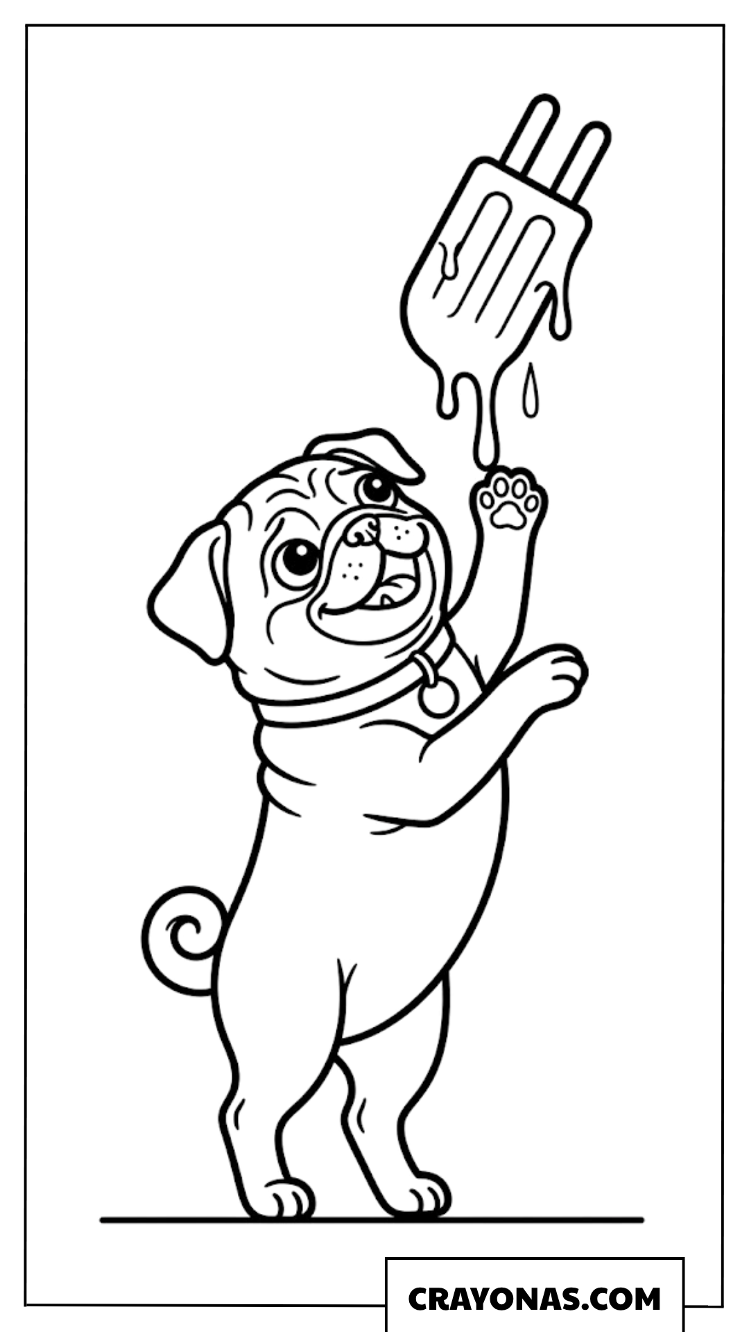 Pug Dog with Giant Popsicle Coloring Page