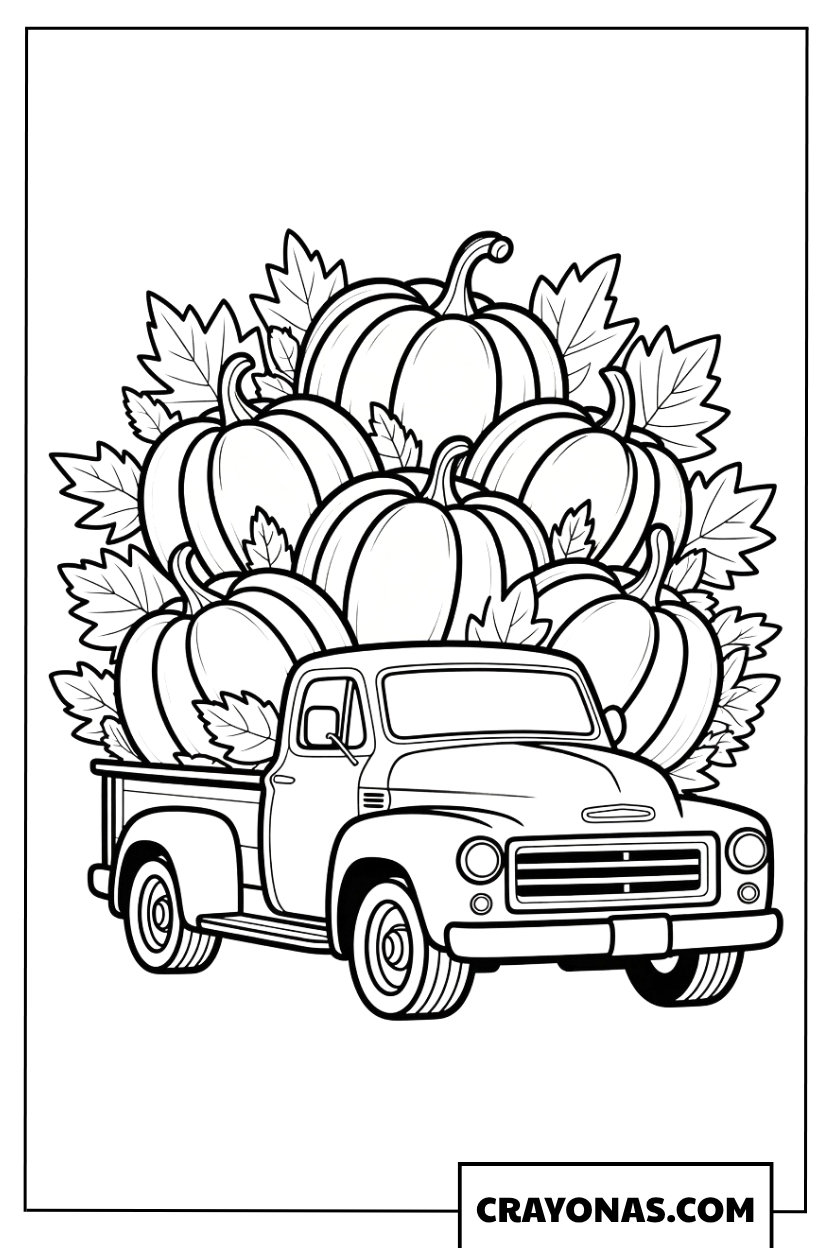 Pumpkin Truck Harvest Coloring Page