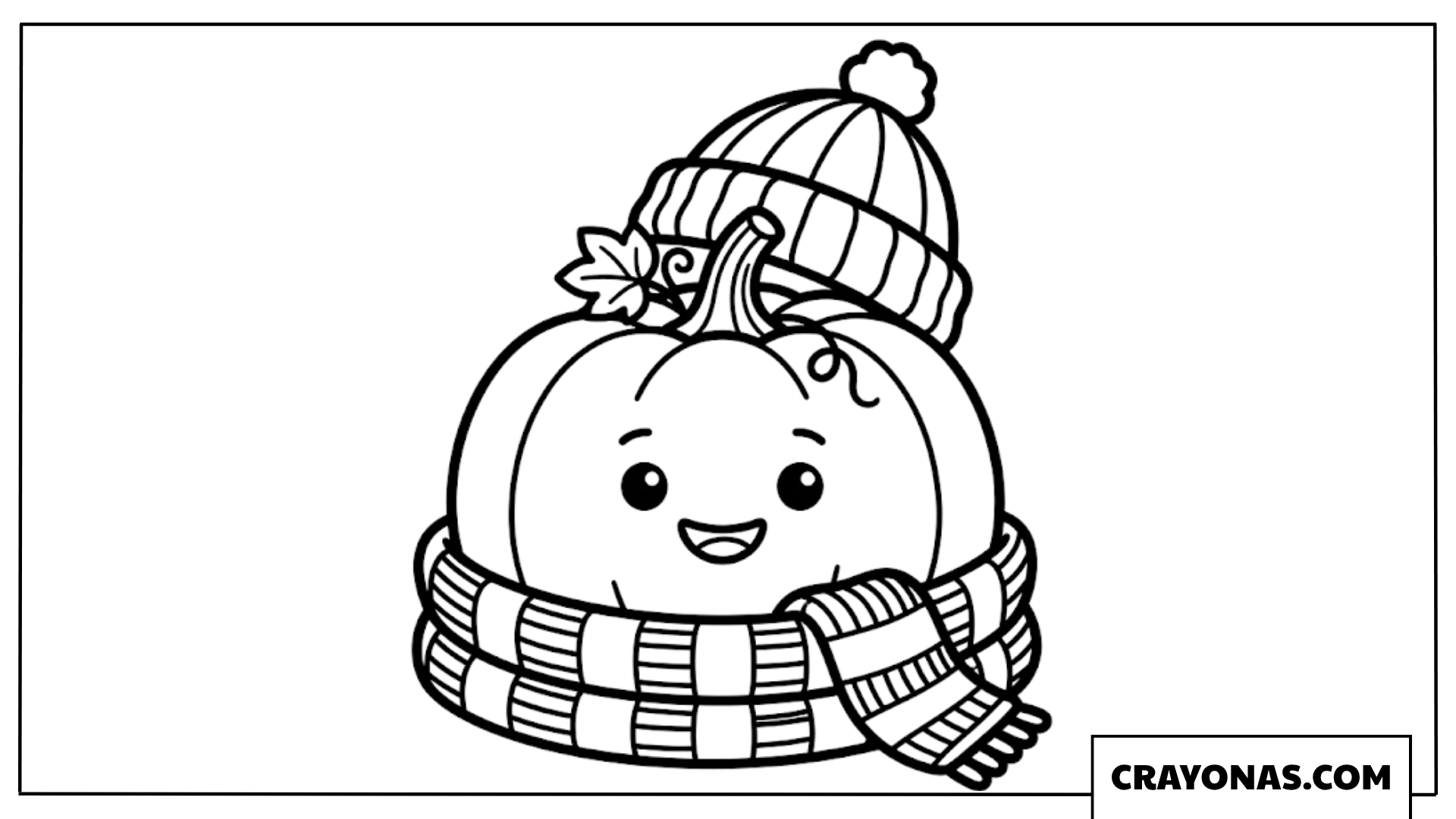 Pumpkin Wearing Beanie and Scarf Coloring Page