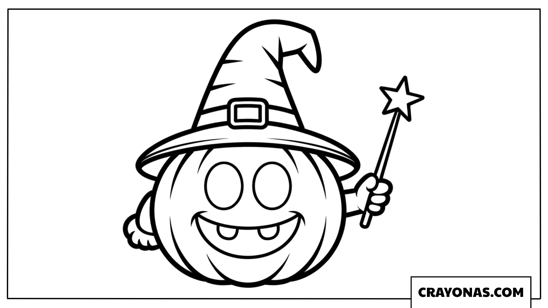 Pumpkin Witch Hat with Magic Wand Coloring Page