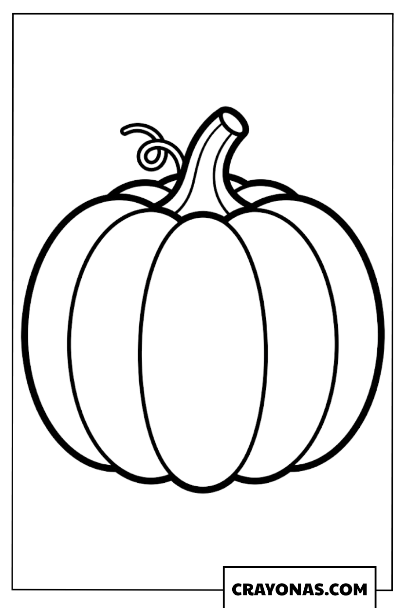 Pumpkin with Curly Stem Coloring Page