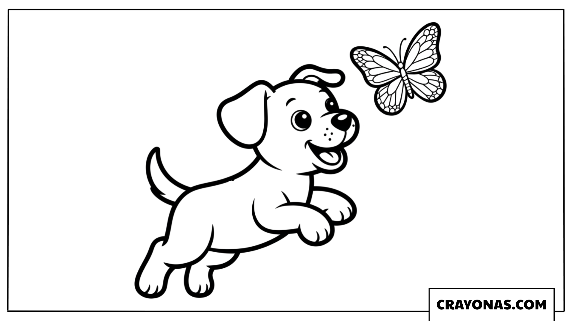Puppy Chasing Butterfly Coloring Page