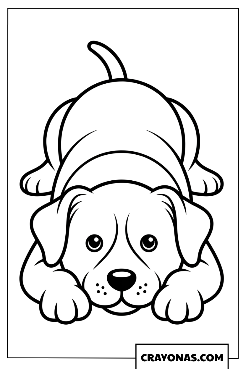 Puppy Lying Down Coloring Page