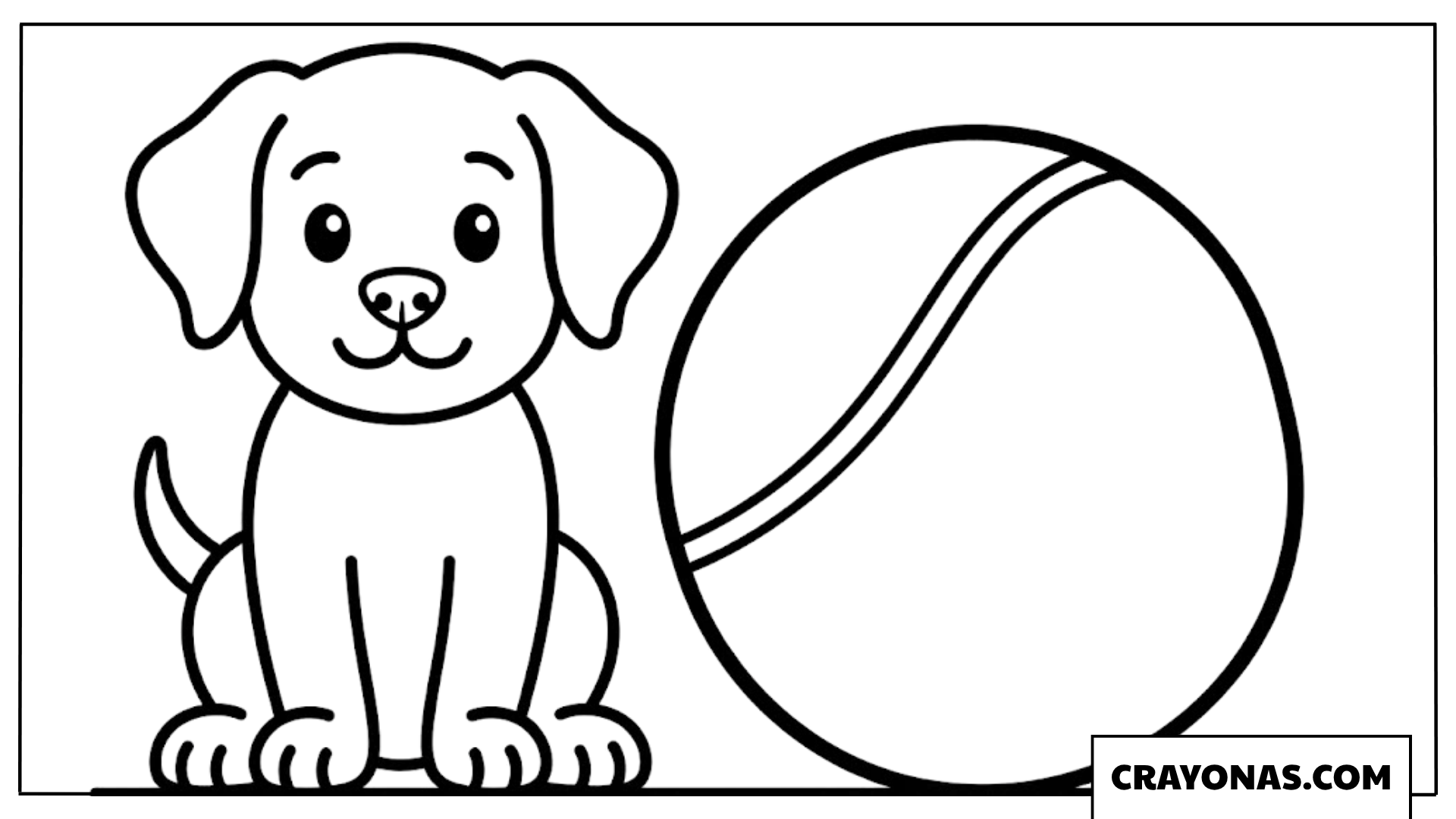 Puppy Playing with Ball Coloring Page