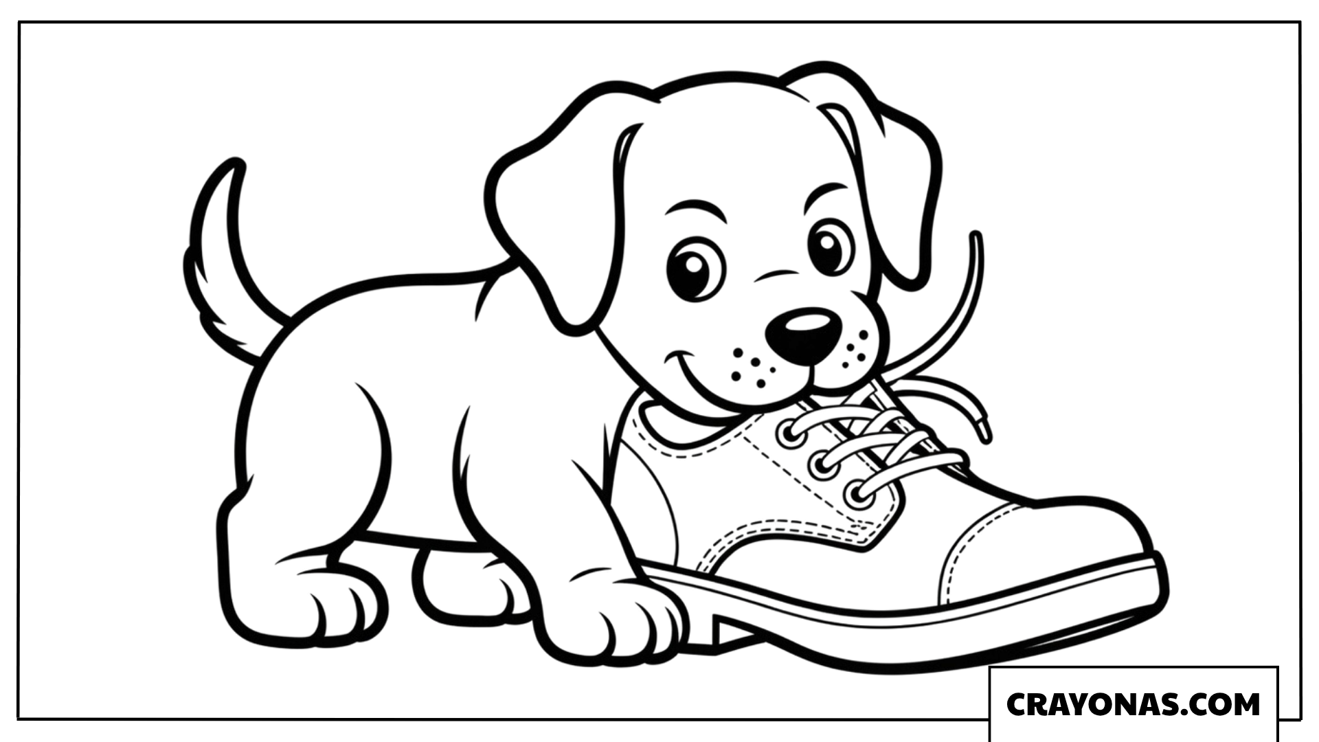 Puppy Playing with Shoe Coloring Page