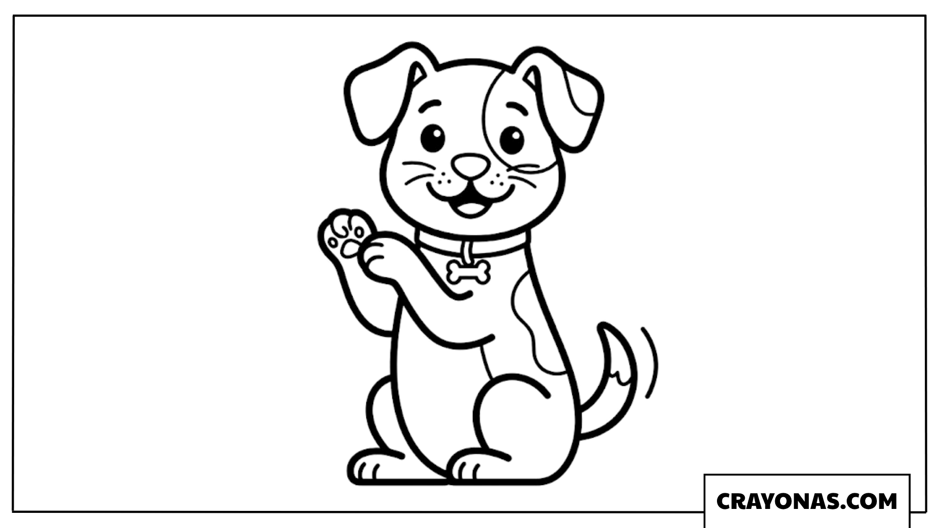 Puppy Waving Paw Coloring Page