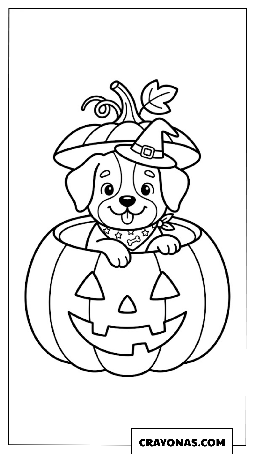 Puppy in Halloween Pumpkin Coloring Page