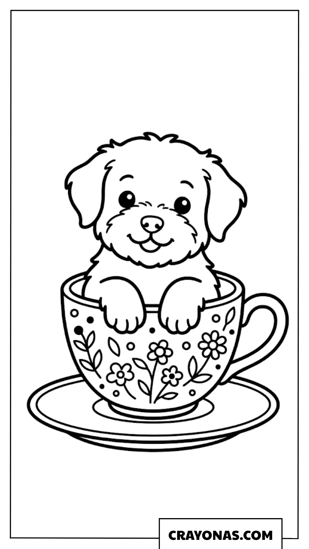 Puppy in Teacup Coloring Page