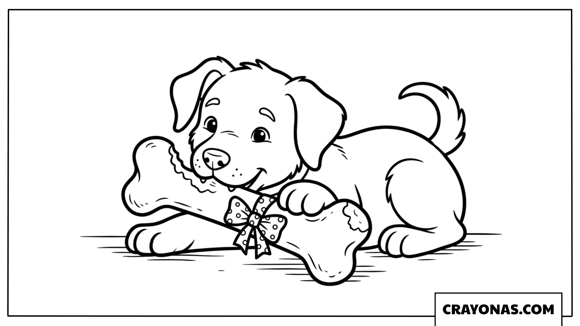 Puppy with Big Bone Coloring Page