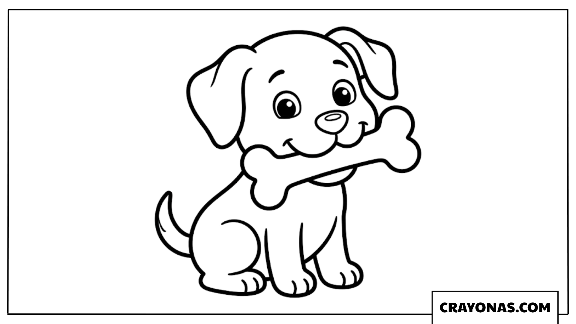 Puppy with Bone Coloring Page