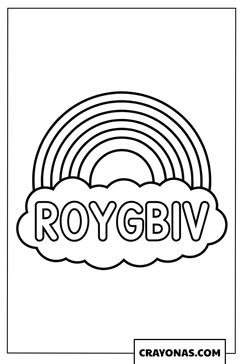 ROYGBIV Rainbow Coloring Page