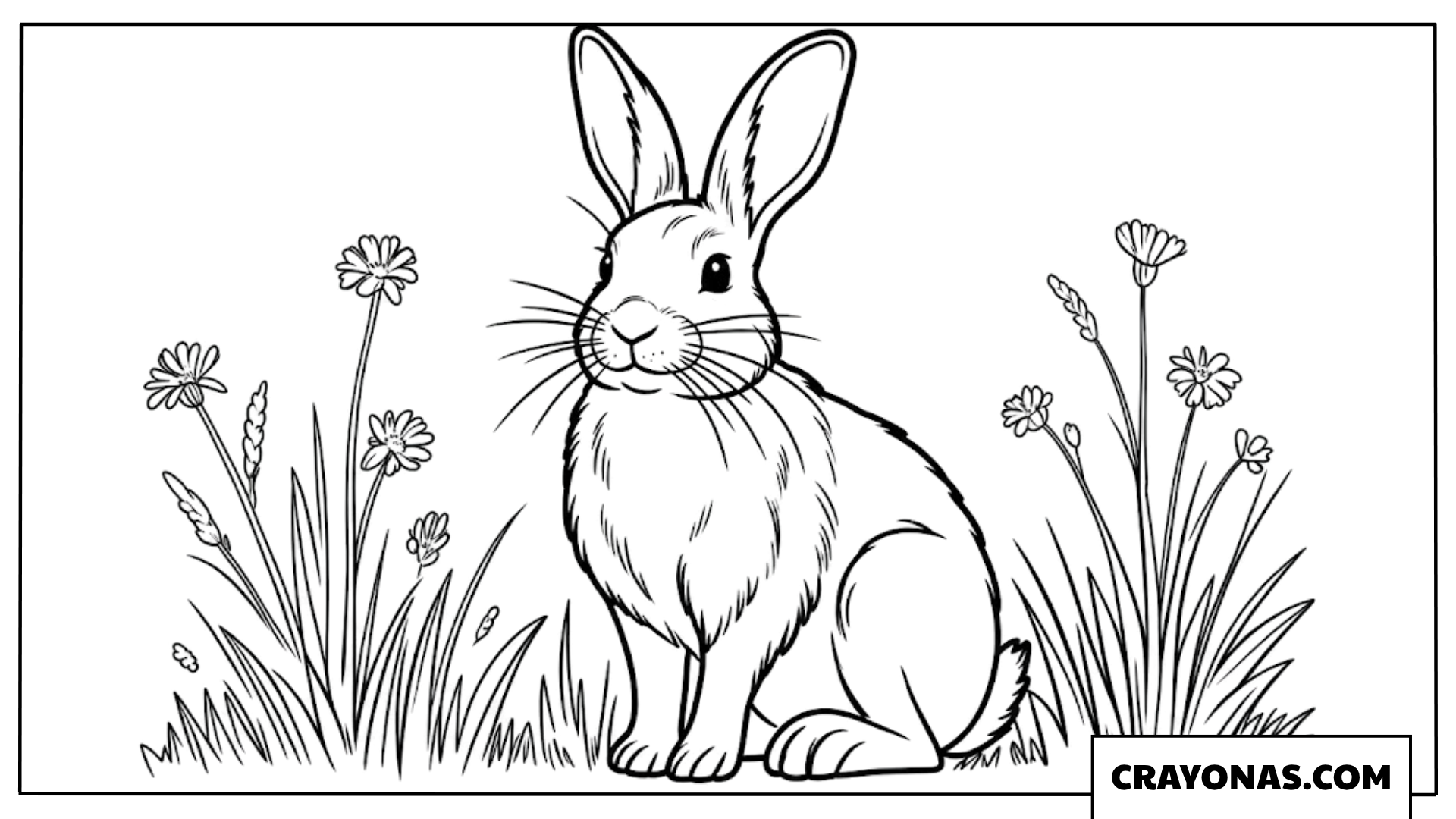Rabbit Sitting in Meadow Coloring Page