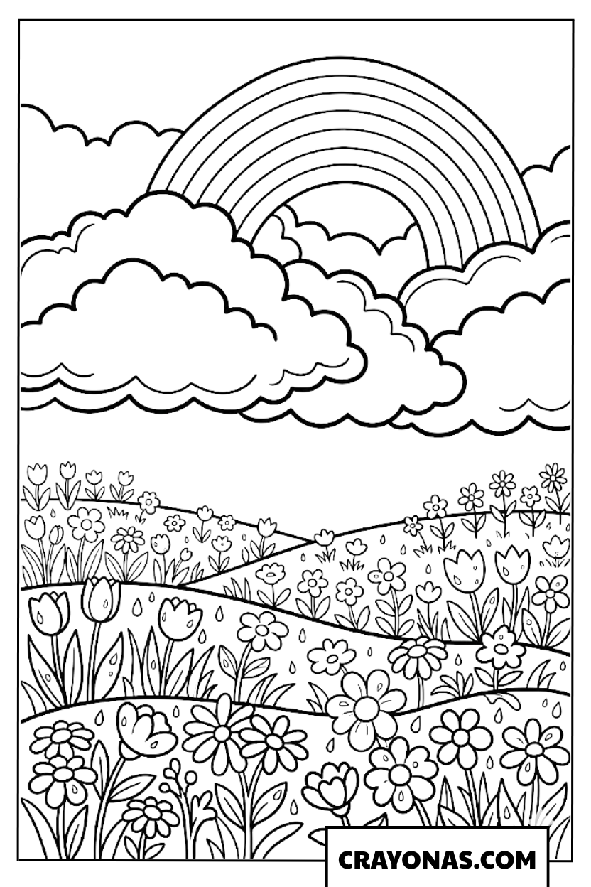 Rainbow After Rain Coloring Page