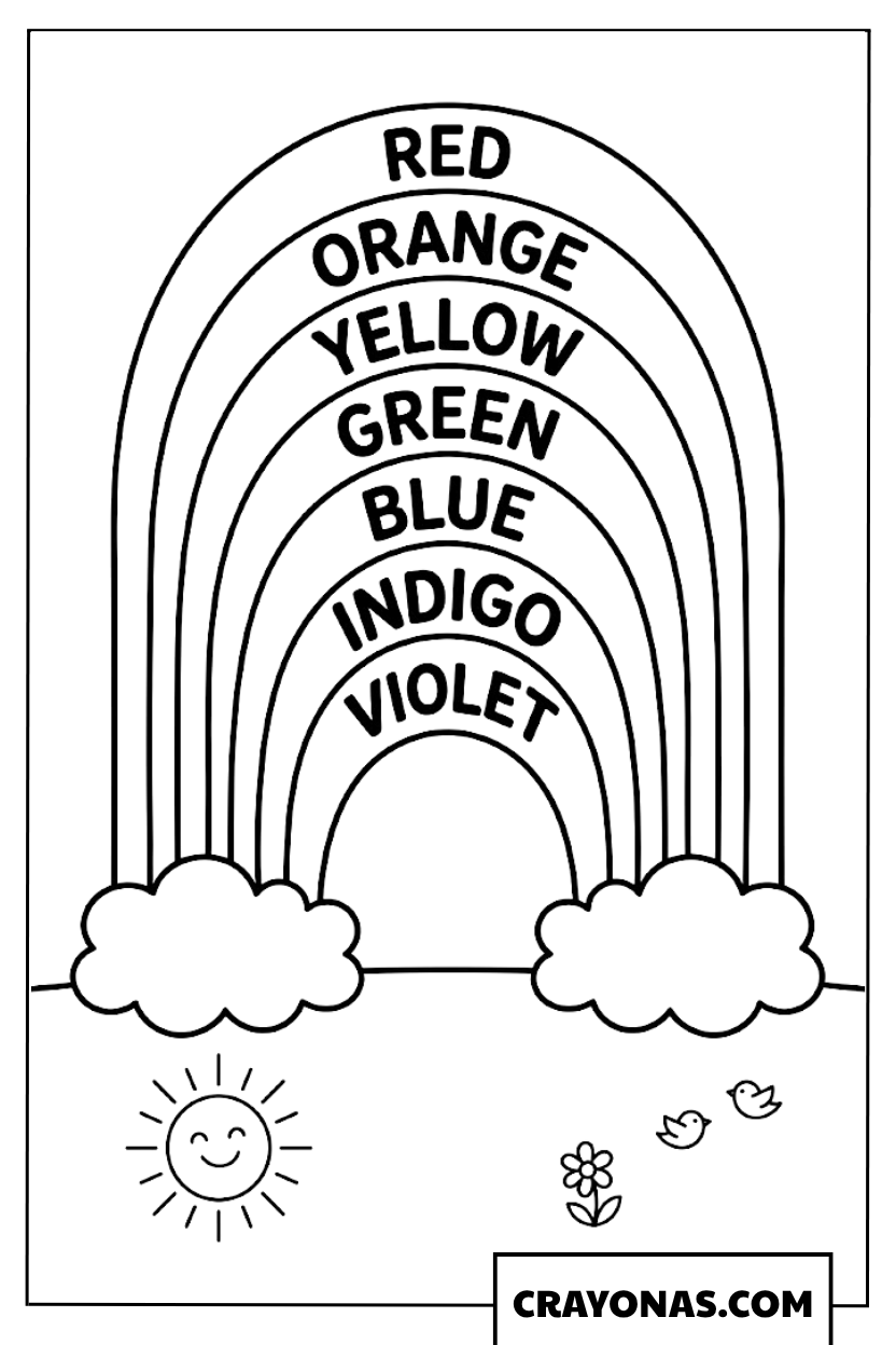 Rainbow Color Names Coloring Page