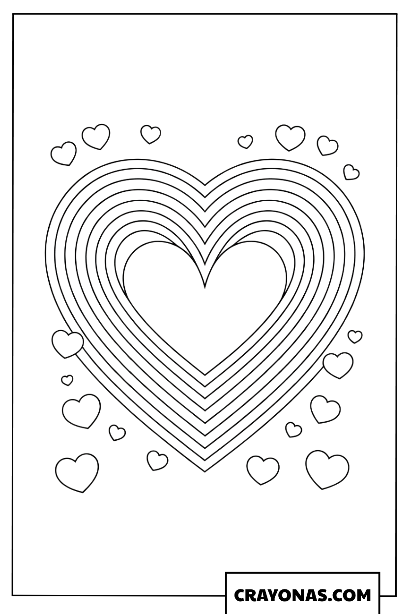 Rainbow Heart Coloring Page