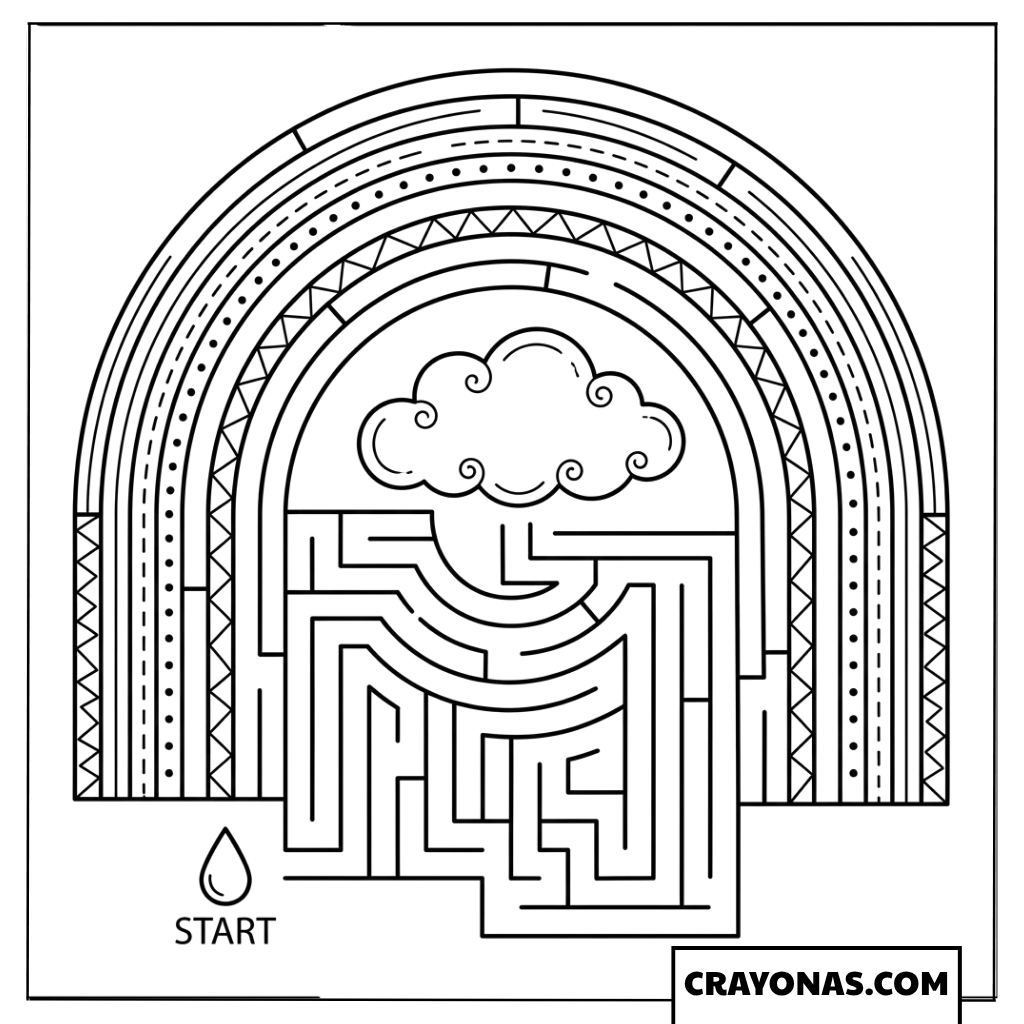 Rainbow Maze Coloring Page