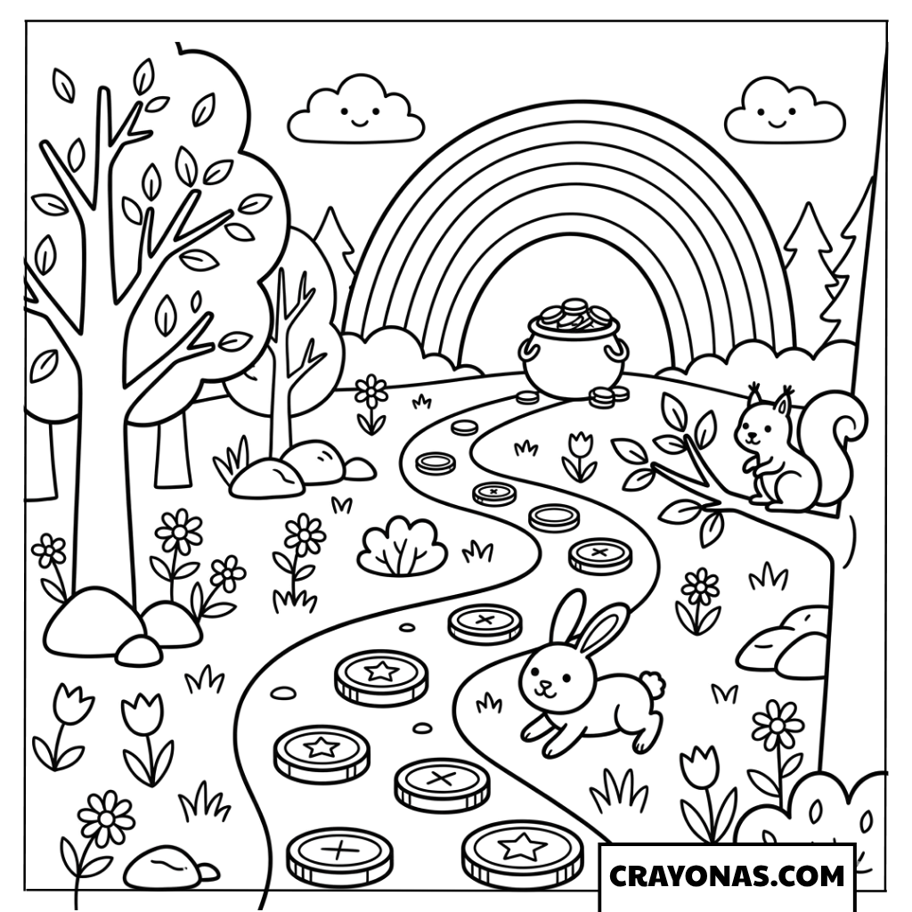 Rainbow Treasure Path Coloring Page