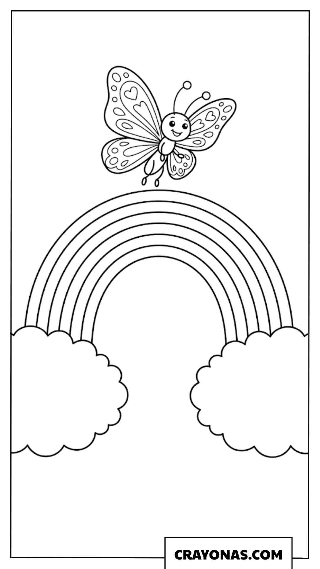 Rainbow with Butterfly Coloring Page