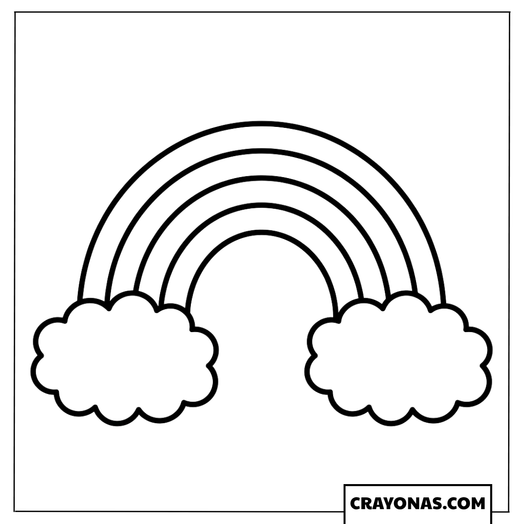 Rainbow with Clouds Coloring Page