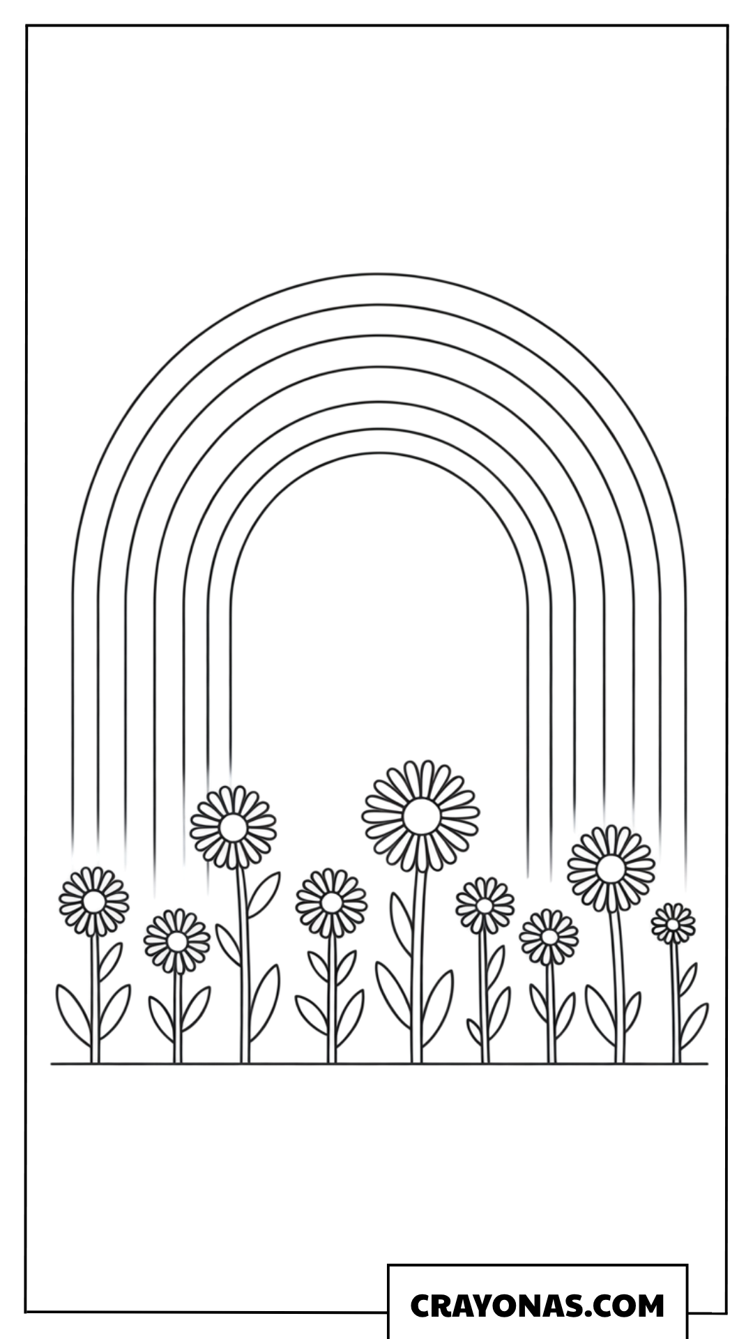 Rainbow with Flowers Coloring Page
