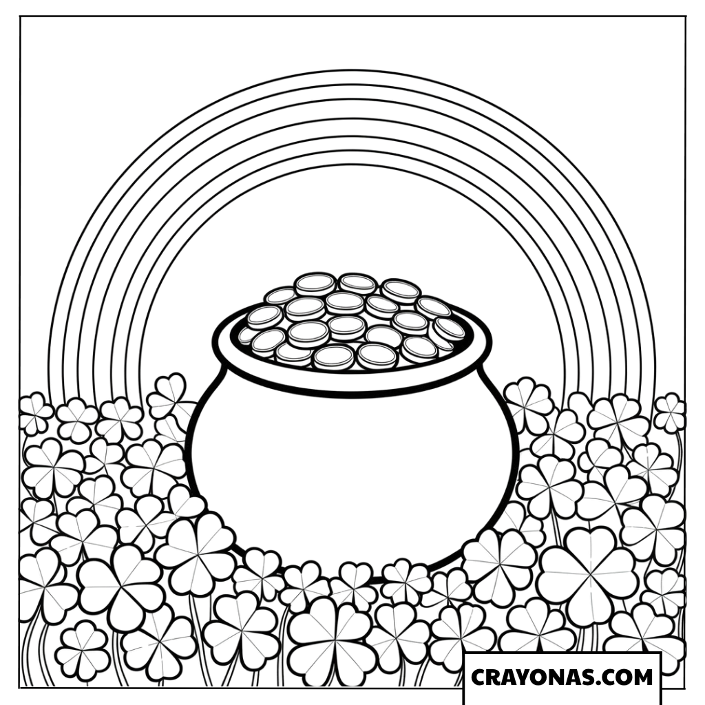Rainbow with Pot of Gold Coloring Page