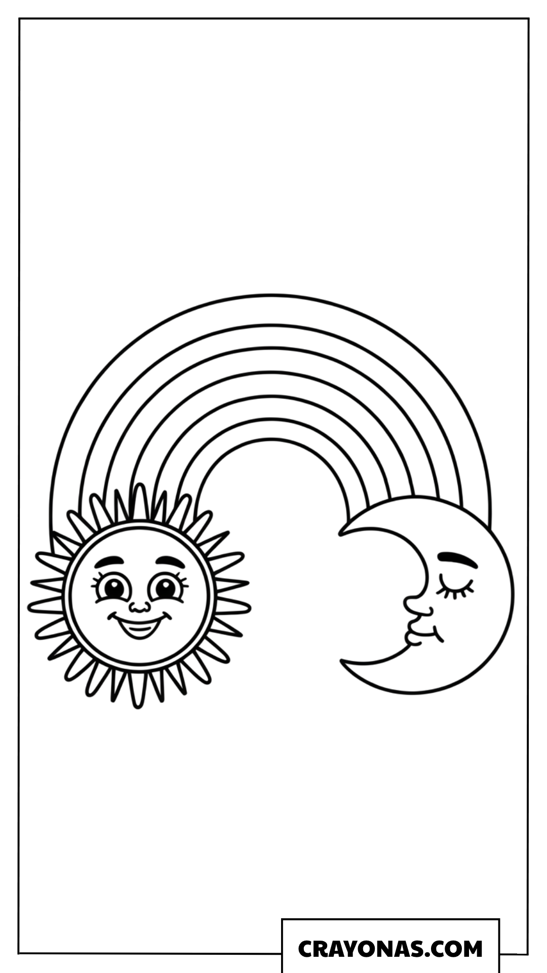 Rainbow with Sun and Moon Coloring Page
