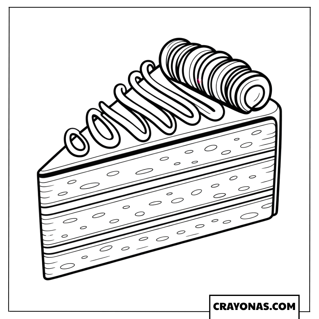 Realistic Cake Slice Coloring Page