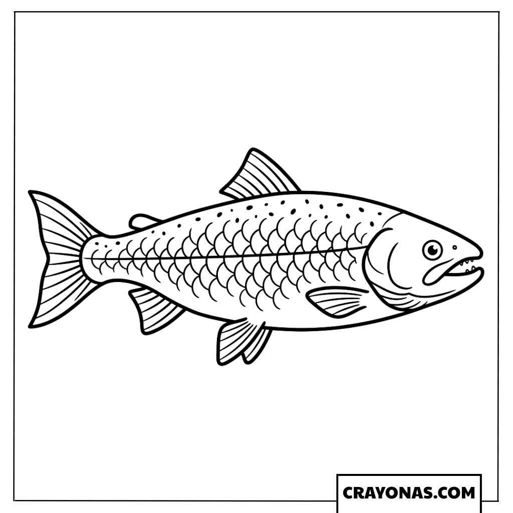 Realistic Carp Fish Coloring Page
